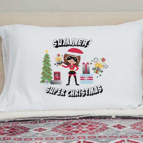 Personalized Christmas Girls Superhero Pillowcases -  - Wingpress Designs
