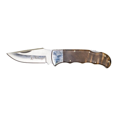Personalized Burl Wood Handle Silver Blade Knife -