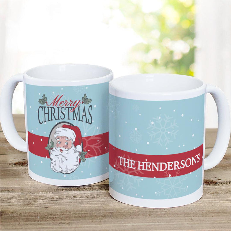 Personalized Merry Christmas Santa with Holly Mug -