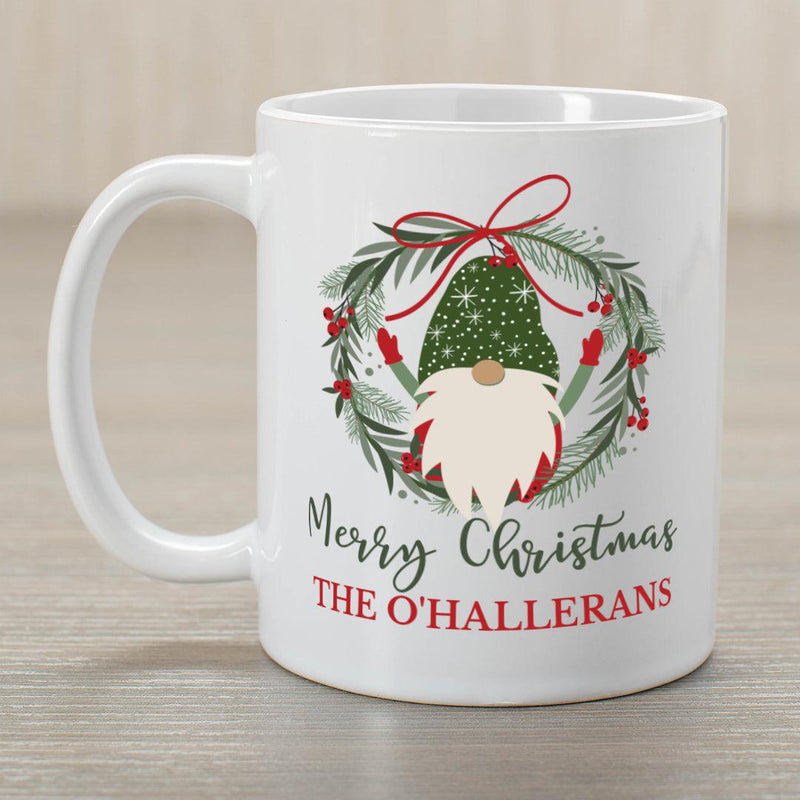 Personalized Merry Christmas with Burlap Gnome Mug -