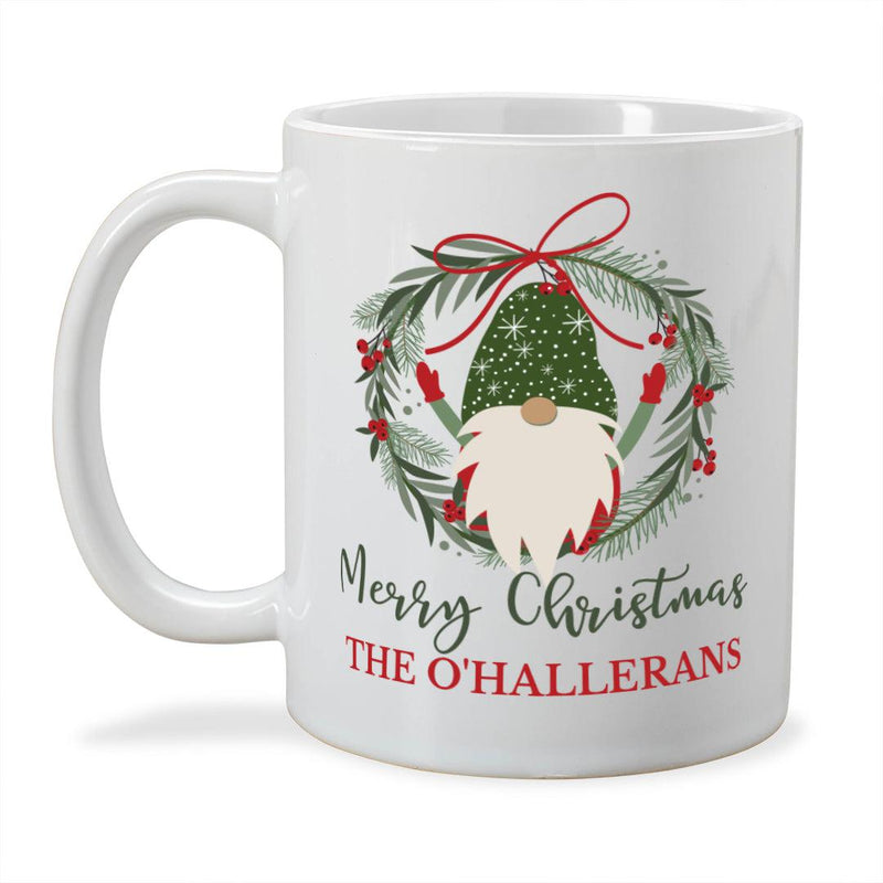 Personalized Merry Christmas with Burlap Gnome Mug -