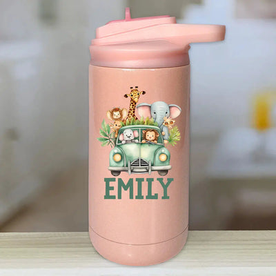 Personalized Water Bottle Kids Tumblers - Safari Animals -  - Lazerworx