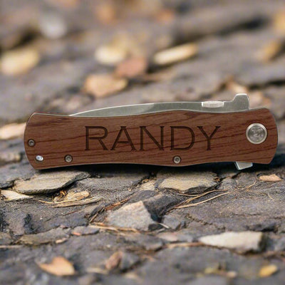 Personalized Wood Handle Pocket Knife -