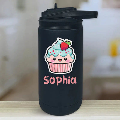 Personalized Kids Water Bottle Tumblers - Cute Cupcakes -  - Lazerworx