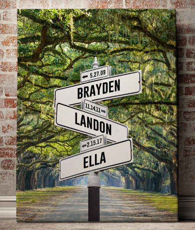 Personalized Established + Kid Birth Date + Name Street Sign Canvas Wall Art -