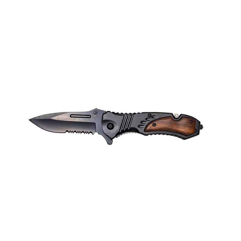 Personalized Black Blade Knife - Black Metal Handle -