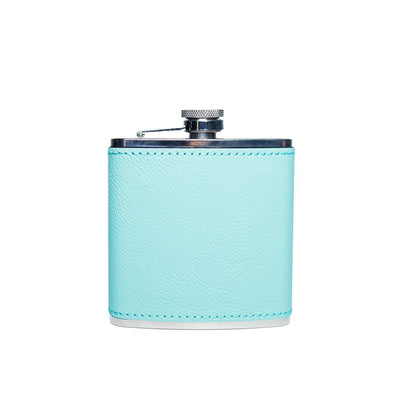 Personalized Leather-Wrapped Flasks for Her - Teal - Completeful