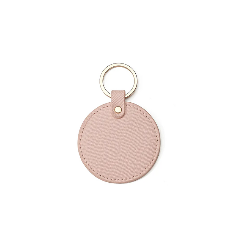 Personalized Circle Leather Tag - Pink - Completeful
