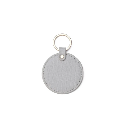 Personalized Circle Leather Tag - Gray - Completeful