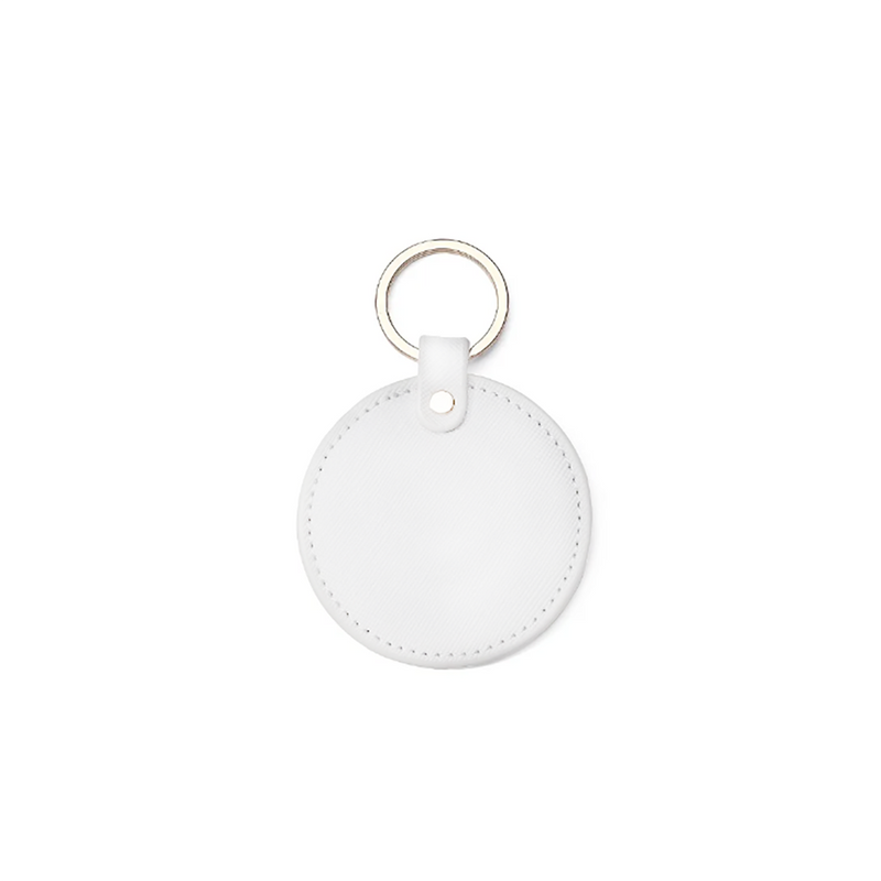 Personalized Circle Leather Tag - White - Completeful