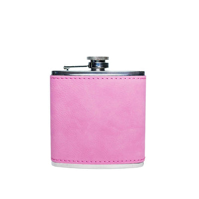 Personalized Leather-Wrapped Flasks for Her - Pink - Completeful