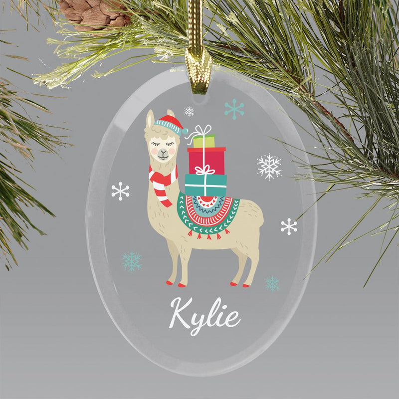 Personalized Christmas Llama Ornament -