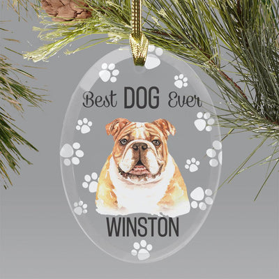Personalized Choose Your Dog Best Dog Ever Christmas Ornament - Bulldog