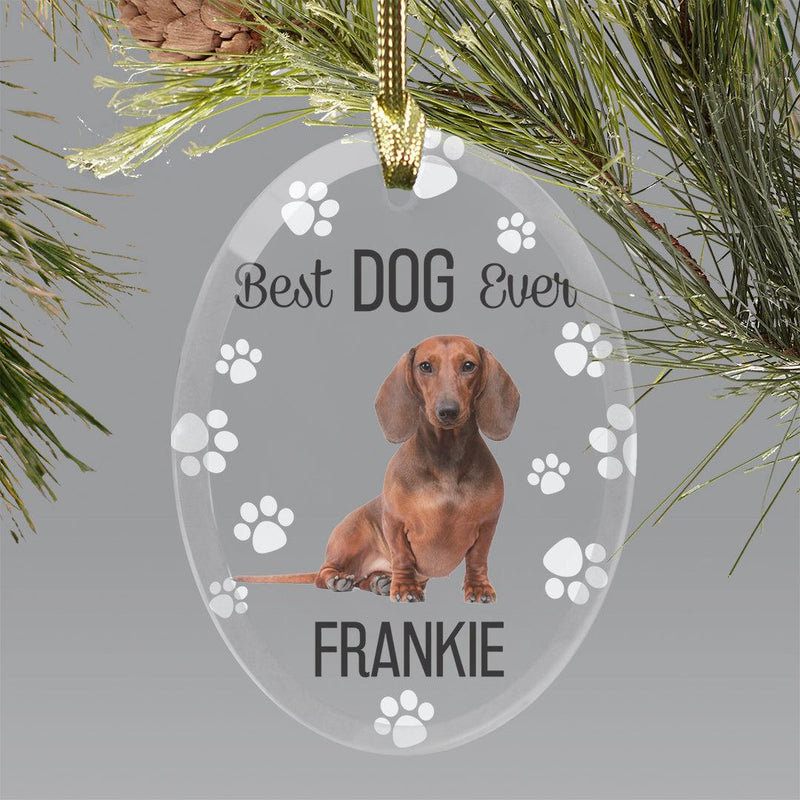 Personalized Choose Your Dog Best Dog Ever Christmas Ornament - Dachshund