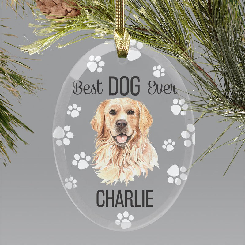 Personalized Choose Your Dog Best Dog Ever Christmas Ornament - Golden Retreiver