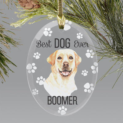 Personalized Choose Your Dog Best Dog Ever Christmas Ornament - Yellow Lab