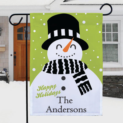 Personalized Happy Holidays Snowman Garden Flag - Print One Side