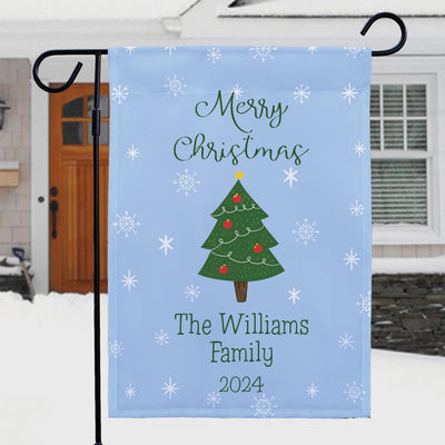 Personalized Family Name Christmas Tree Garden Flag - Print One Side