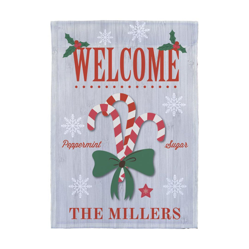 Personalized Candy Cane Garden Flag -