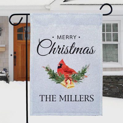 Personalized Merry Christmas Cardinal Garden Flag - Print One Side