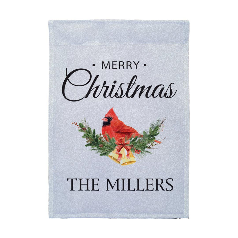 Personalized Merry Christmas Cardinal Garden Flag -