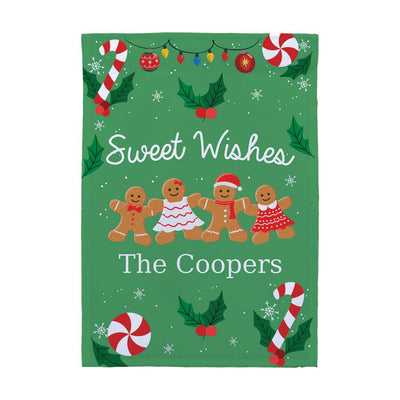Personalized Sweet Wishes Gingerbread Garden Flag -