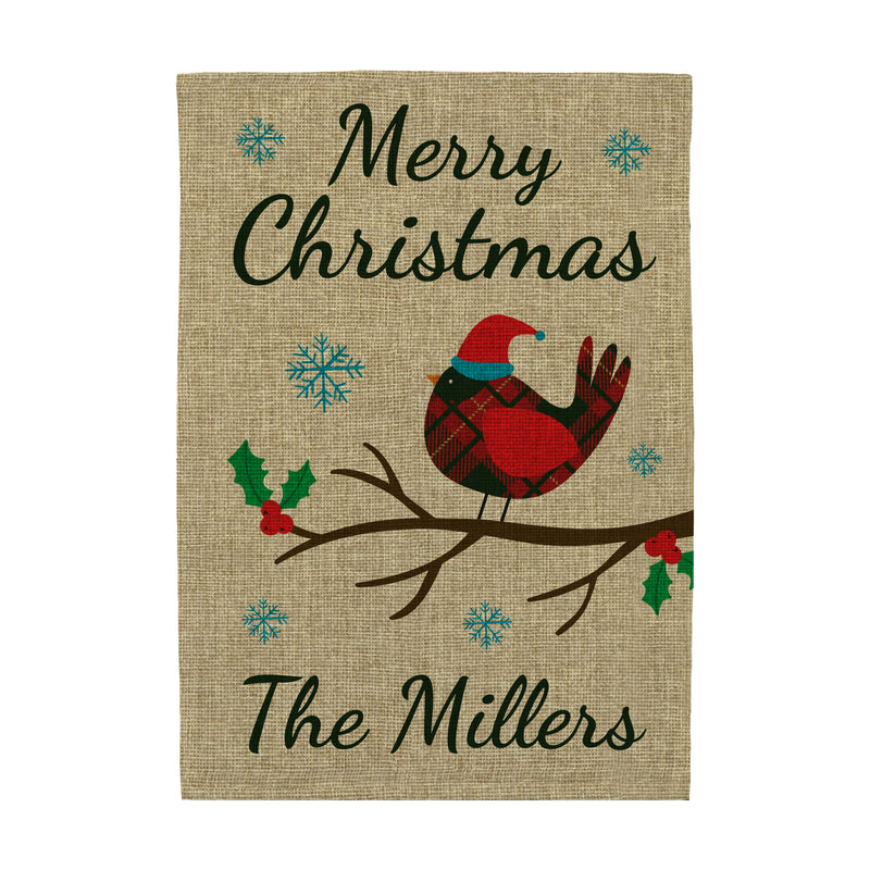 Personalized Cardinal Christmas Hat Garden Flag -