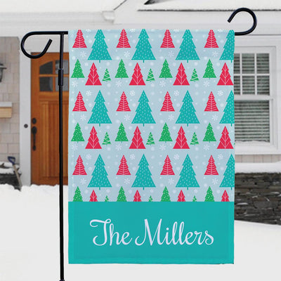 Personalized Christmas Trees Garden Flag - Print One Side