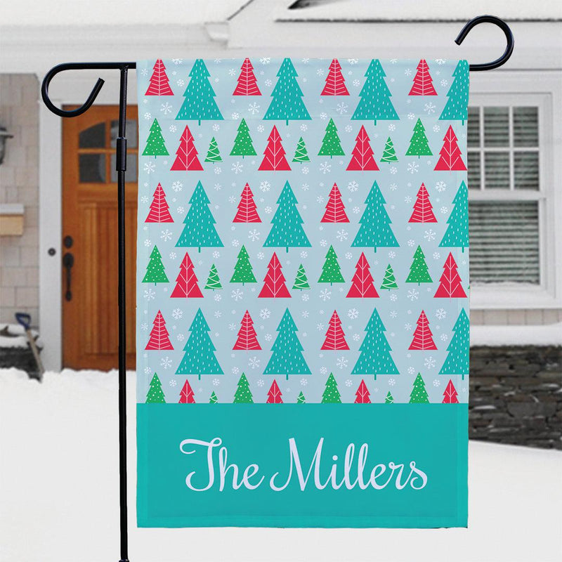 Personalized Christmas Trees Garden Flag - Print One Side