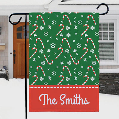 Personalized Candy Canes Garden Flag -