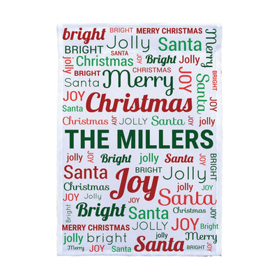 Personalized Christmas Family Word Art Garden Flag -