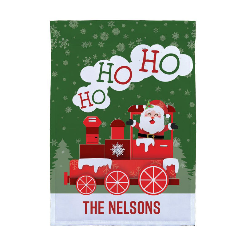 Personalized Ho Ho Ho Santa Train Garen Flag -