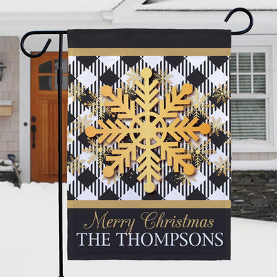 Personalized Christmas Snowflakes Garden Flag -