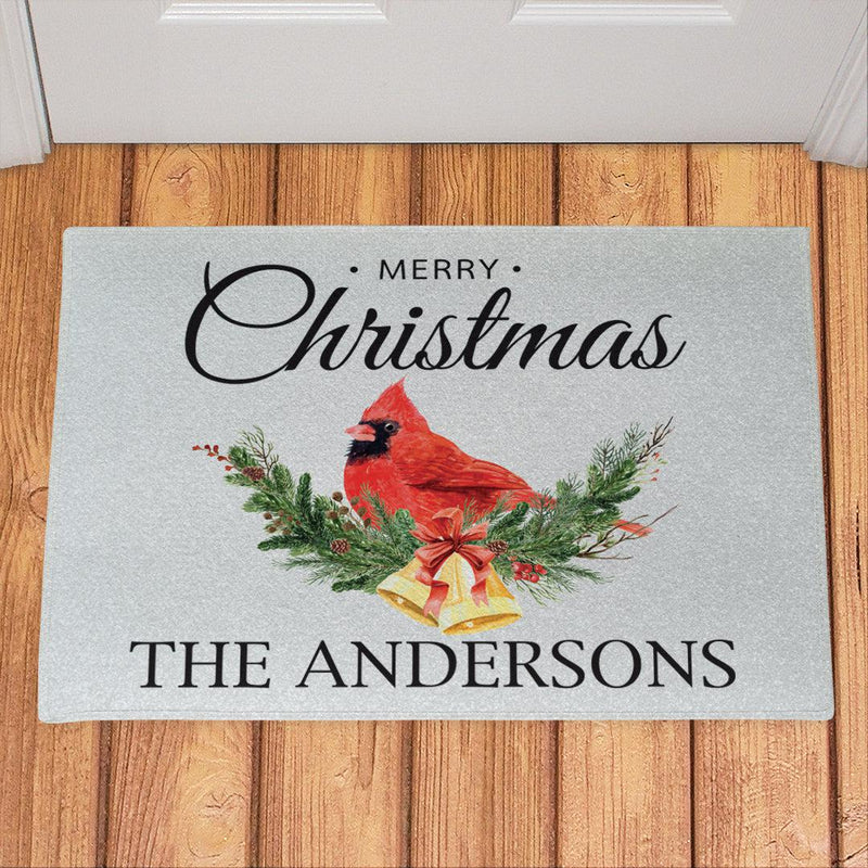 Personalized Merry Christmas Cardinal Door Mat - 18x24