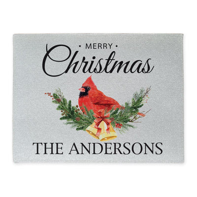 Personalized Merry Christmas Cardinal Door Mat -