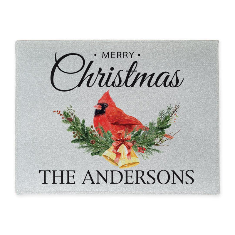 Personalized Merry Christmas Cardinal Door Mat -