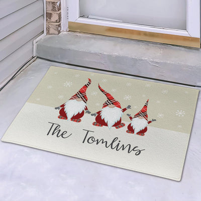 Personalized Plaid Gnome Family Doormat -