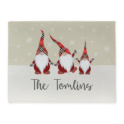 Personalized Plaid Gnome Family Doormat -