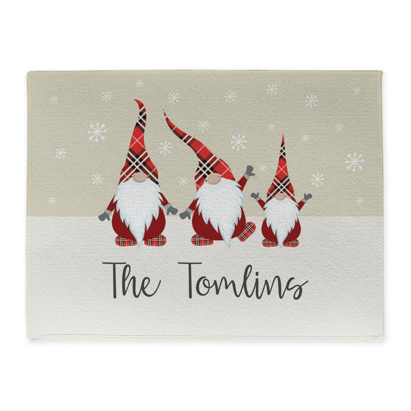 Personalized Plaid Gnome Family Doormat -