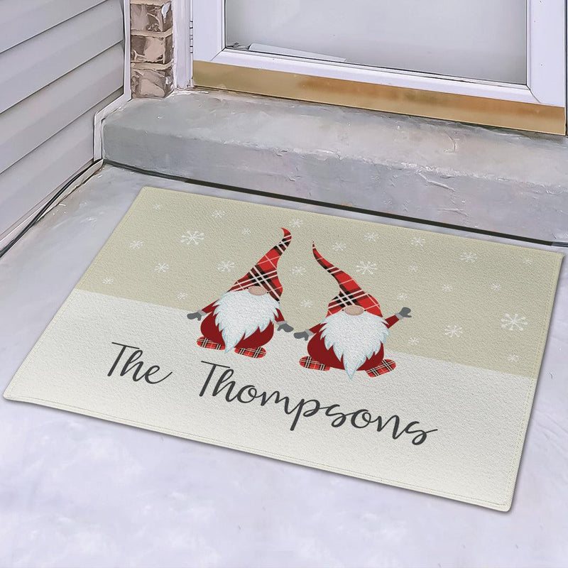 Personalized Plaid Gnome Family Doormat -