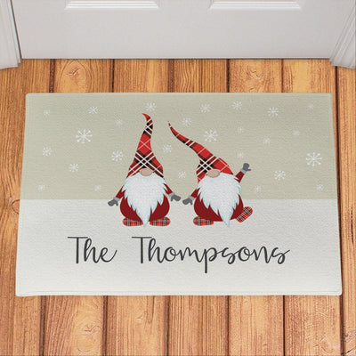 Personalized Plaid Gnome Family Doormat -