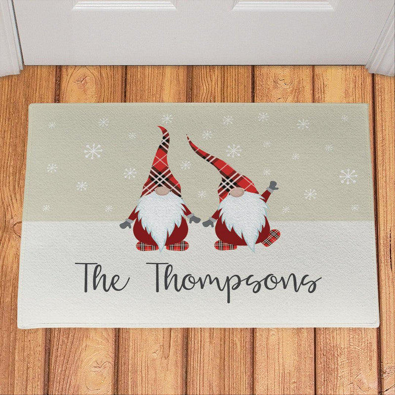 Personalized Plaid Gnome Family Doormat -