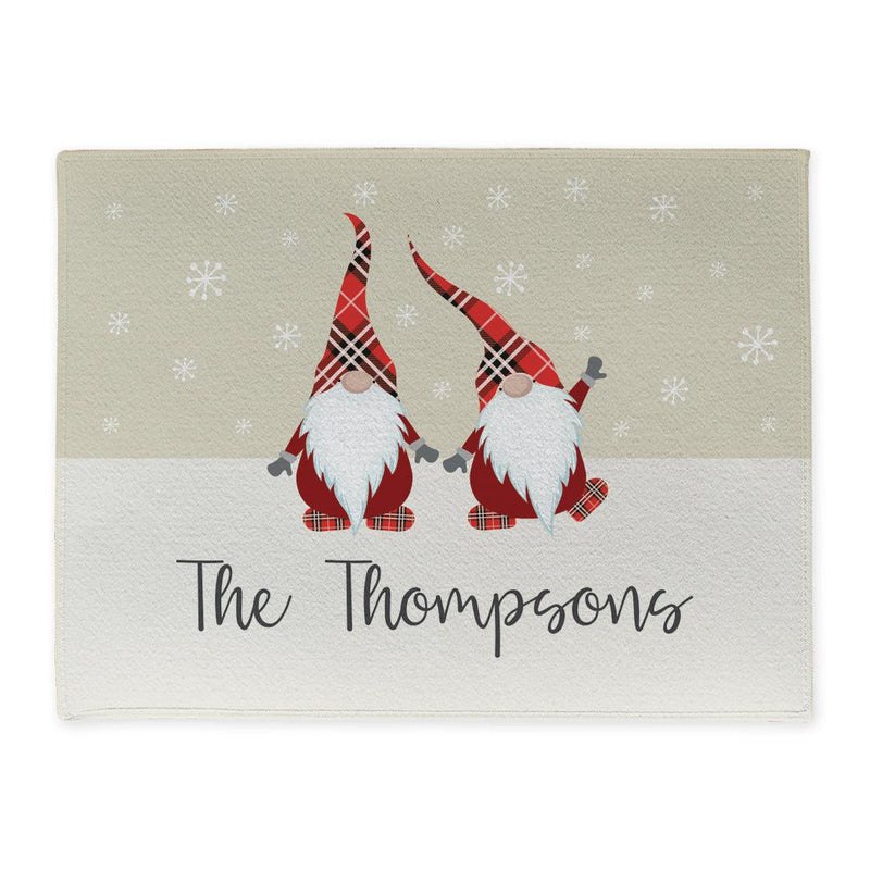 Personalized Plaid Gnome Family Doormat -