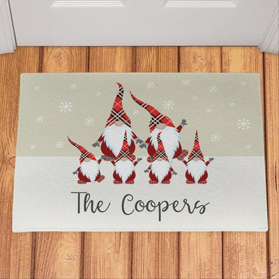 Personalized Plaid Gnome Family Doormat -