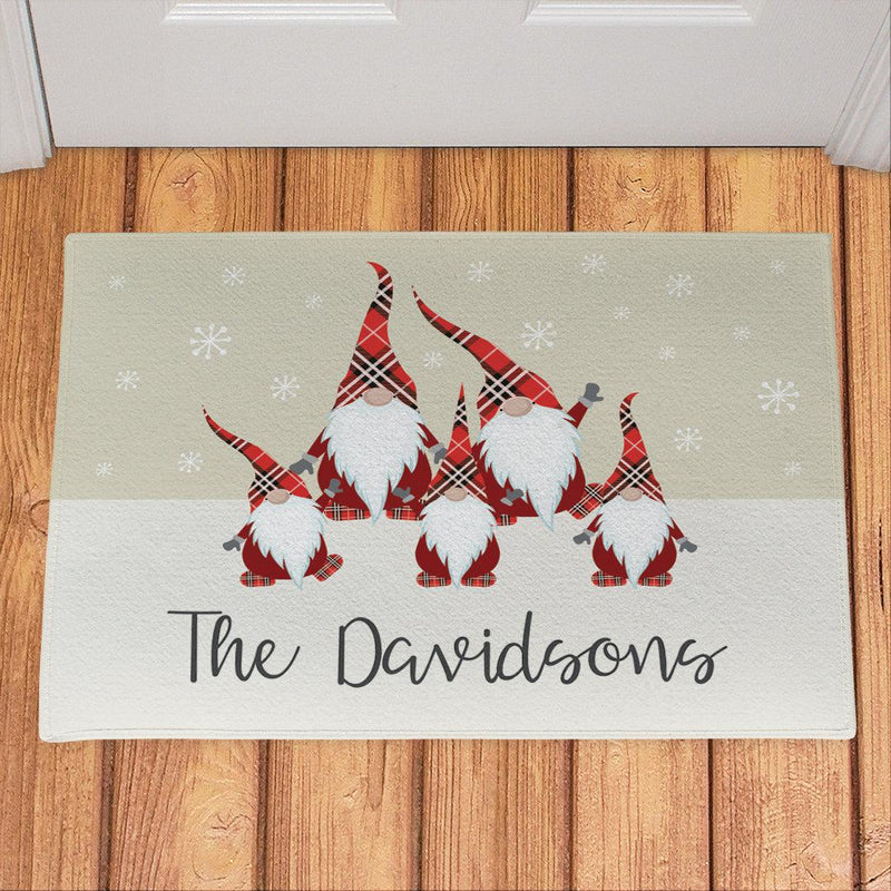 Personalized Plaid Gnome Family Doormat -