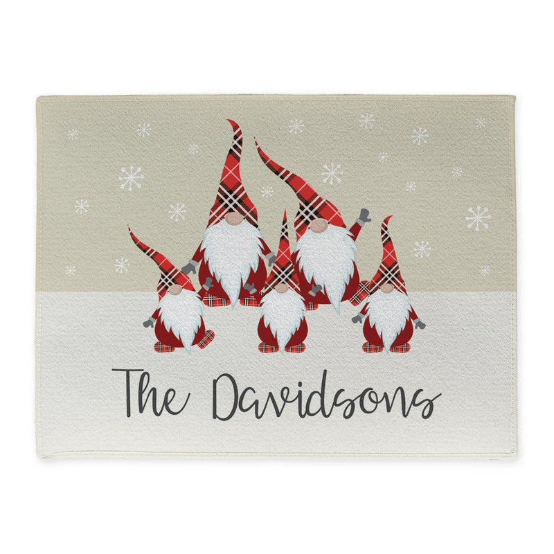 Personalized Plaid Gnome Family Doormat -