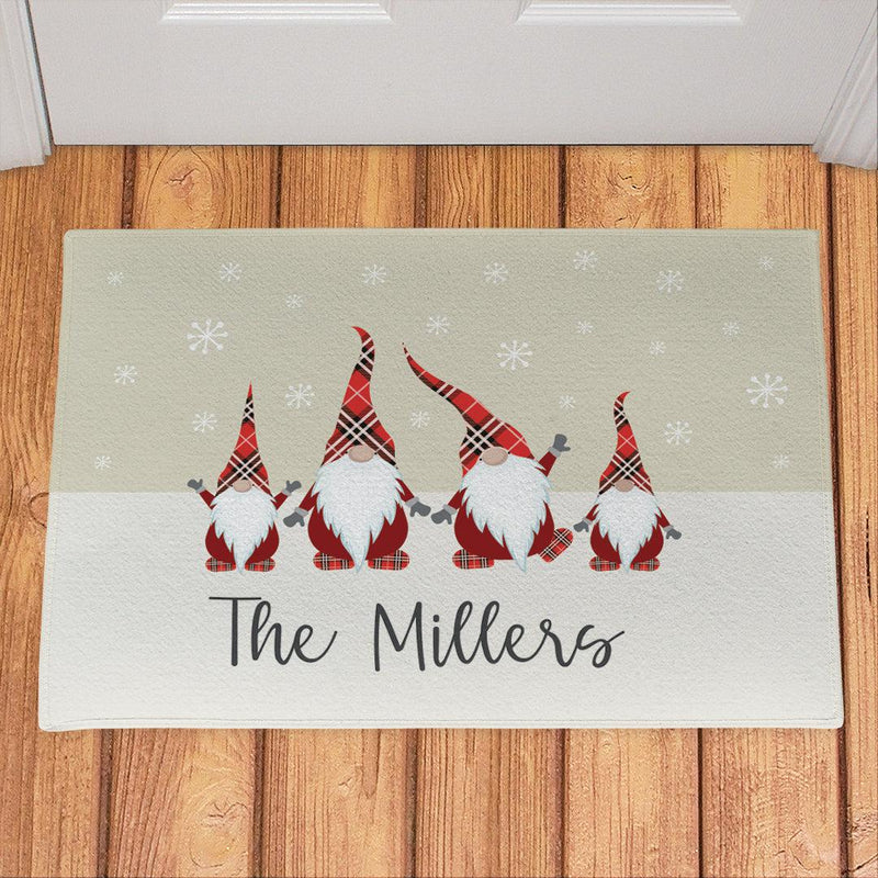 Personalized Plaid Gnome Family Doormat -