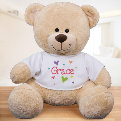 Personalized Name Lots of Hearts Teddy Bear -
