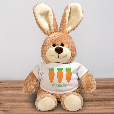 Personalized Name Patterned Carrots with Name Brown Bunny -