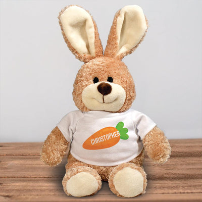 Personalized Name Angled Carrot with Name Brown Bunny -